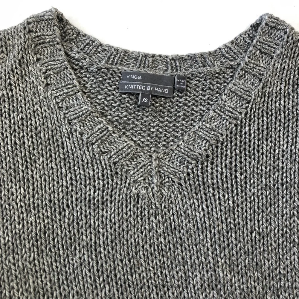 Vince Drop Stitch Crop Sweater Hand Knit Cotton Blend